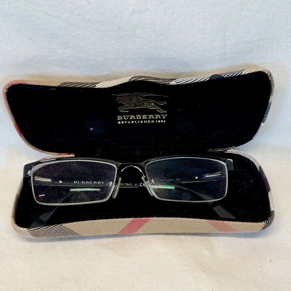 Burberry B 1156 Eyeglasses Black Frames 52-17-140 W/ Case Authentic